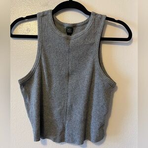 Wild Fable Gray Ribbed Crop Tank Top